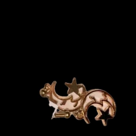 Handmade Moon Star Gold Plated Porcelain Earrings from Neimans NWOT - Picture 3 of 4